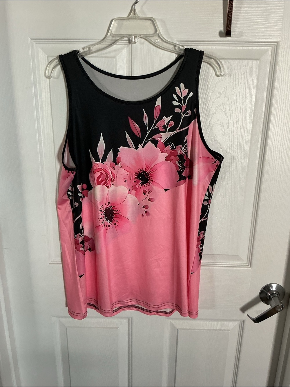 Women's Floral Tank Top - Pink and Black
